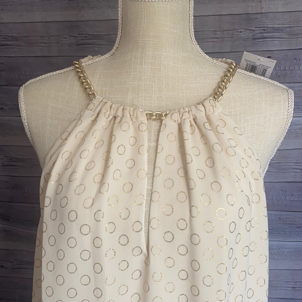 Michael Kors NWT Cream/Gold Halter Top with Chain